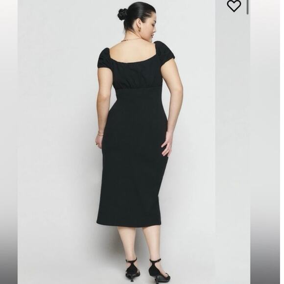 Reformation Black Alora Knit Midi Dress Size Small - Picture 2 of 7